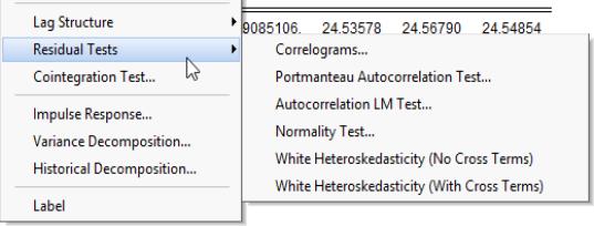 Eviews Help Views And Procs Of A Var