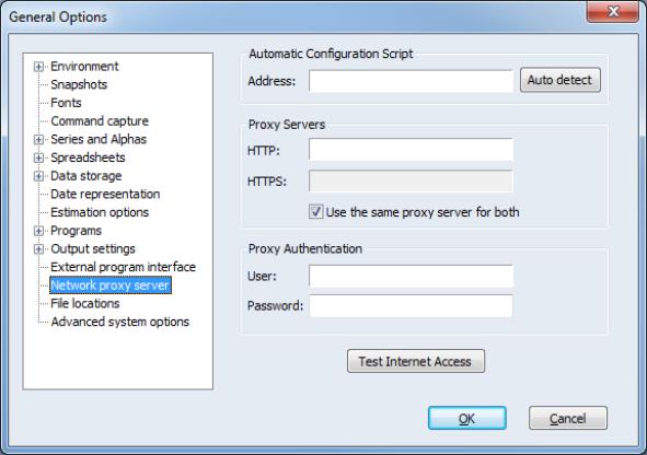Eviews Help The Options Menu