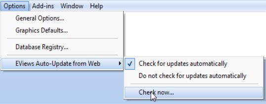 Eviews Help The Options Menu