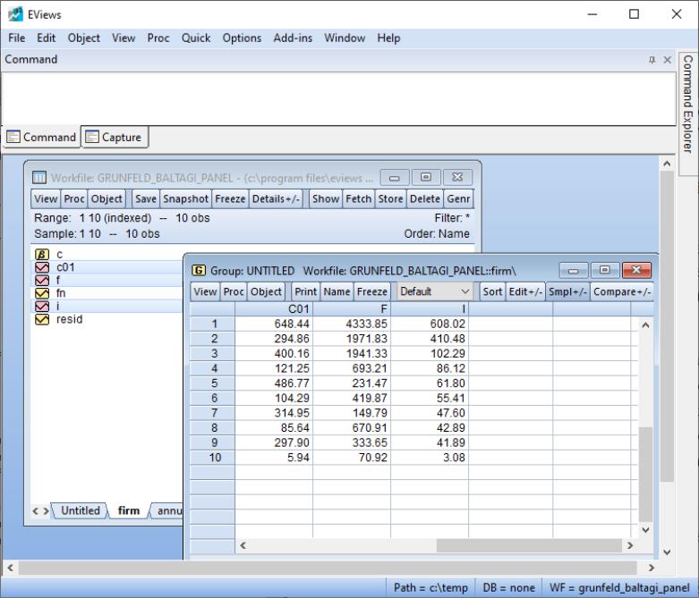 Eviews Help Working With Panel Data