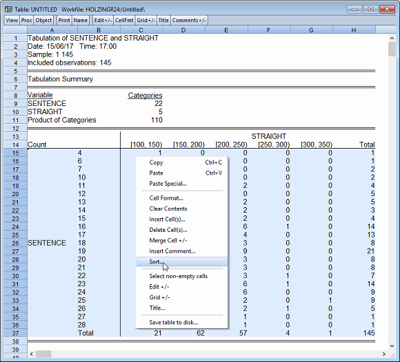 Table Sorting