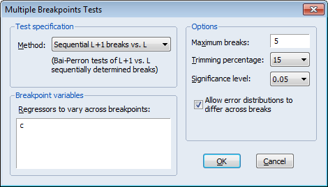 Breakpoint Testing Sequential Bai-Perron Test