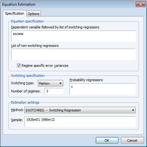 Switching Regression Regime Heteroskedasticity