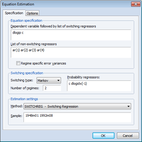 Switching Regression Time Varying